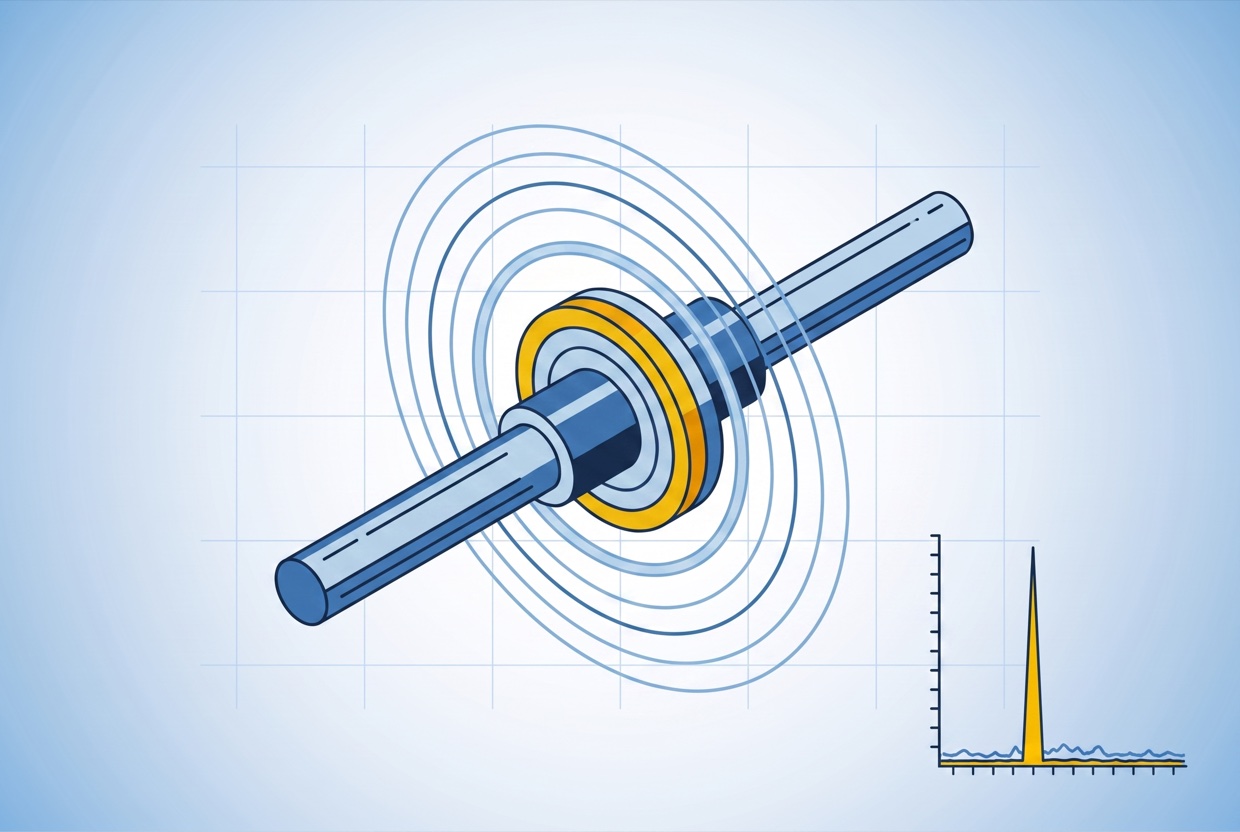 Ilustración técnica: Vibración a 2×RPM · Alineación láser de ejes