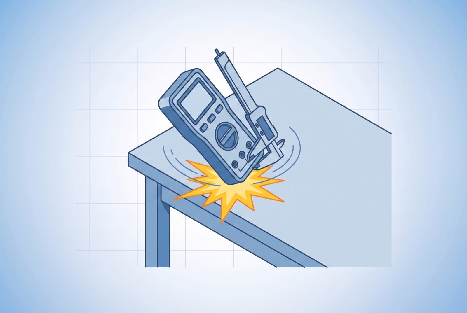 Ilustración técnica: Golpes y caídas · Calibración de equipos