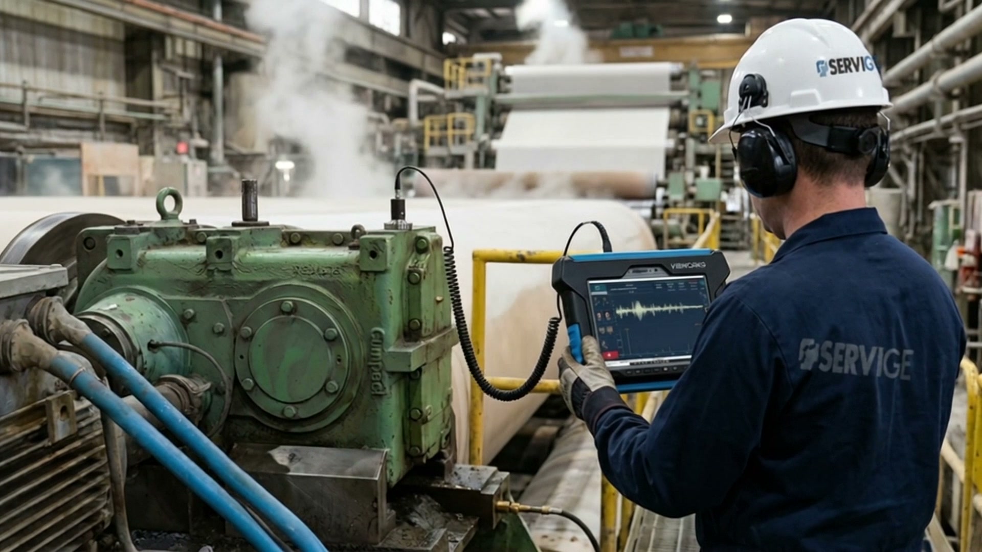 Medición de vibración con colector VibWorks en planta de celulosa
